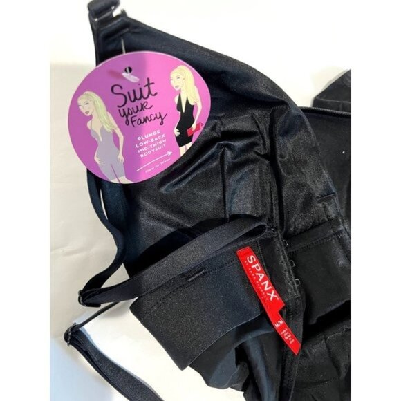 Spanx Plunge Low Back Bodysuit in Black - Picture 4 of 5